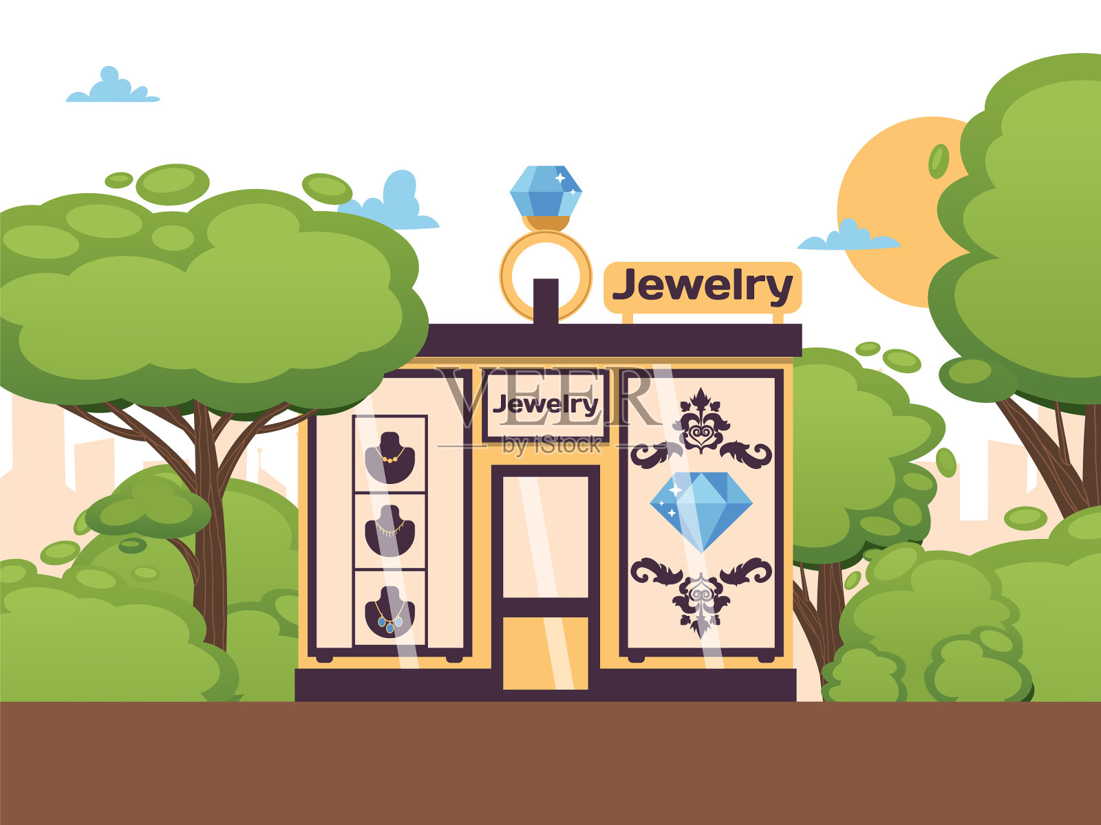 珠宝店在公园户外