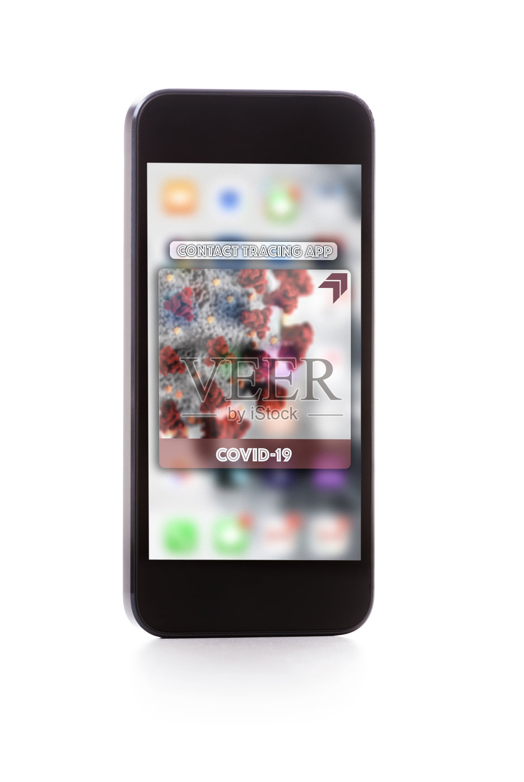 空白智能手机上的联系人追踪应用照片摄影图片