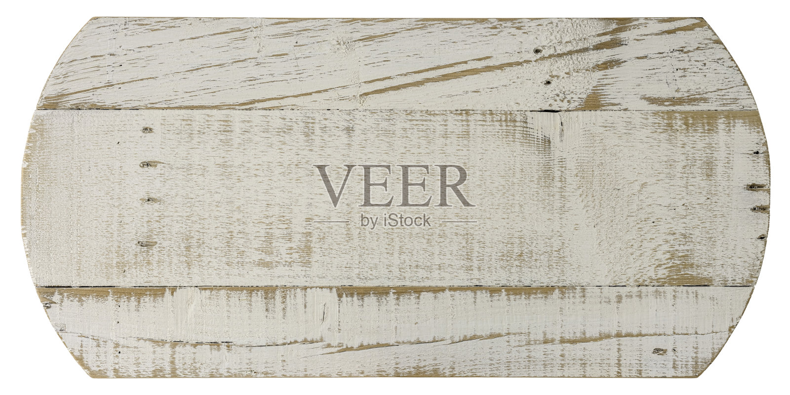 旧的，磨损的，风化的，老的，白色木面板标志抽象的背景与大量的木纹纹理，圆形边缘，孤立的白色，剪切路径包括。照片摄影图片