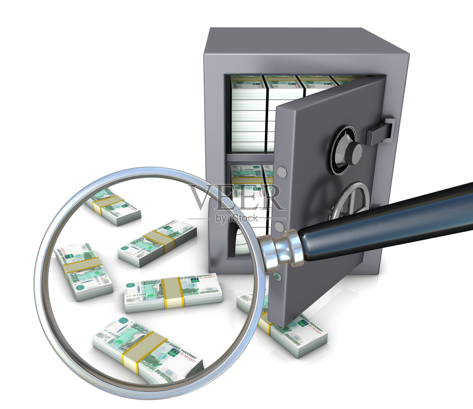 保险箱装满了卢布包照片摄影图片