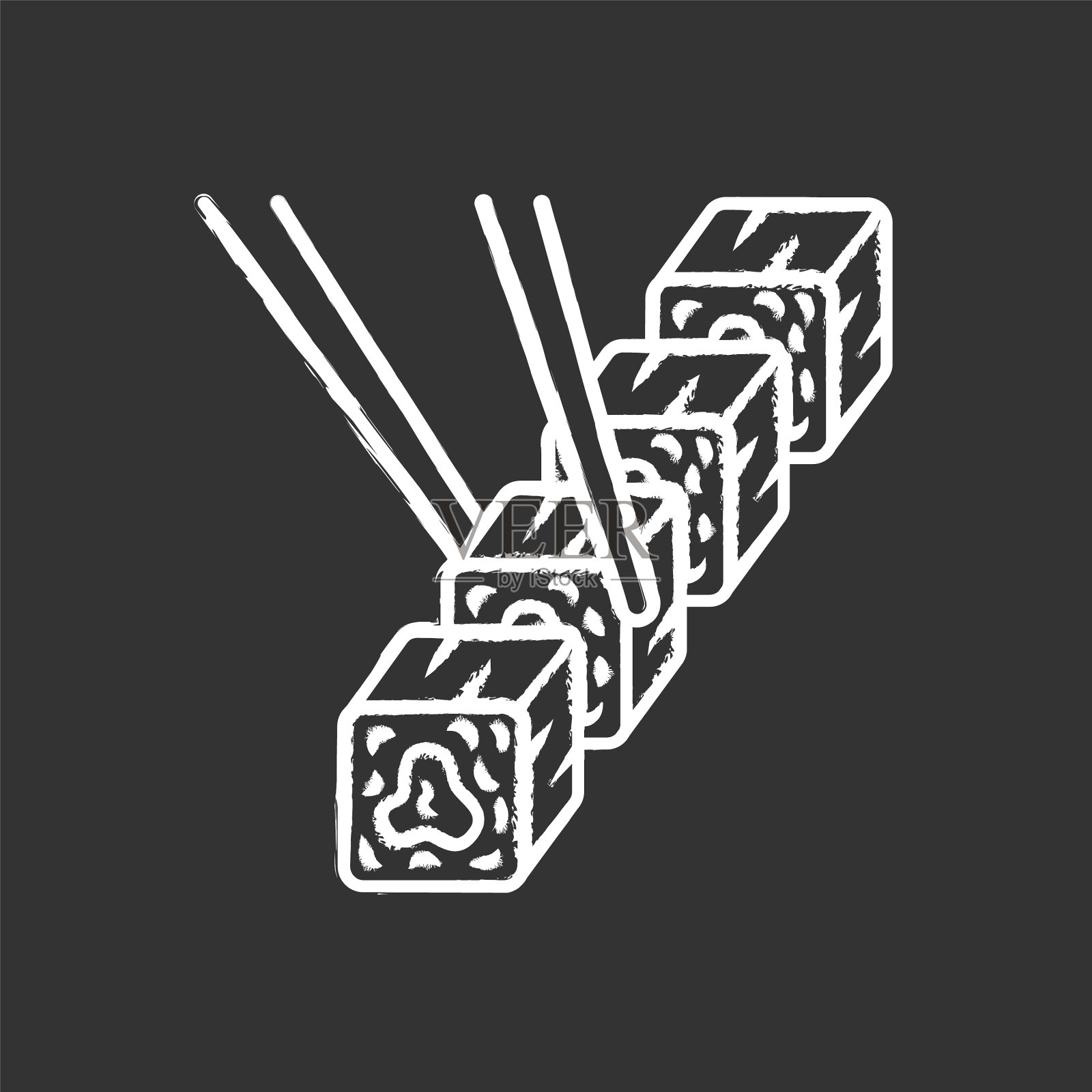 寿司配以筷子、粉笔图标的传统图标素材