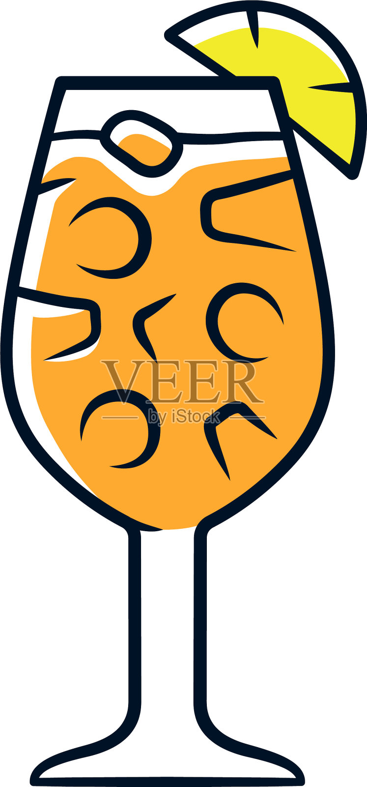 桑格利亚汽酒橙色图标脚杯与饮料设计元素图片