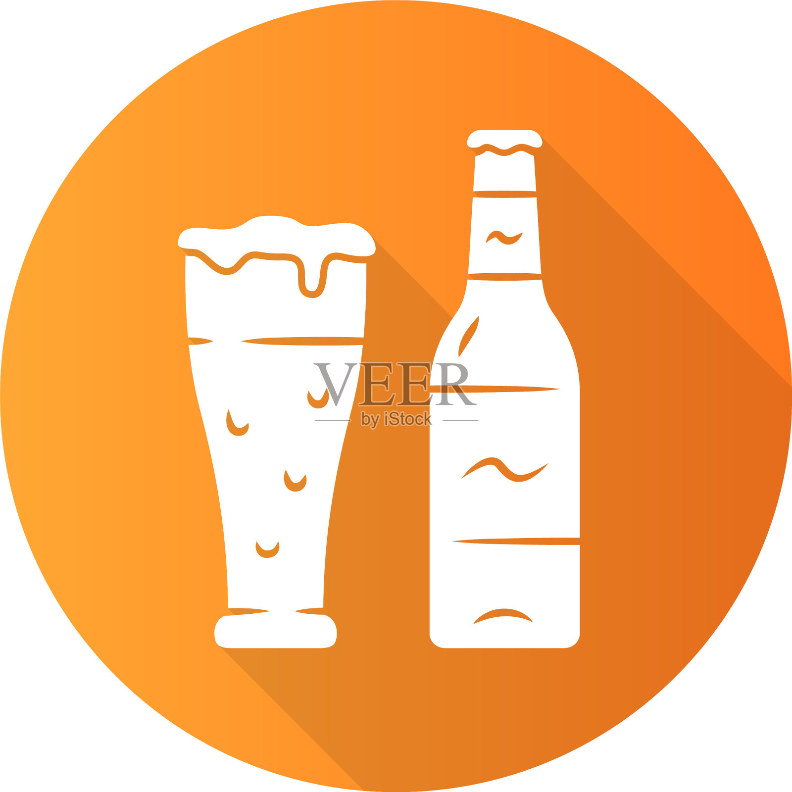 啤酒橙平面设计长影子字形图标图标素材