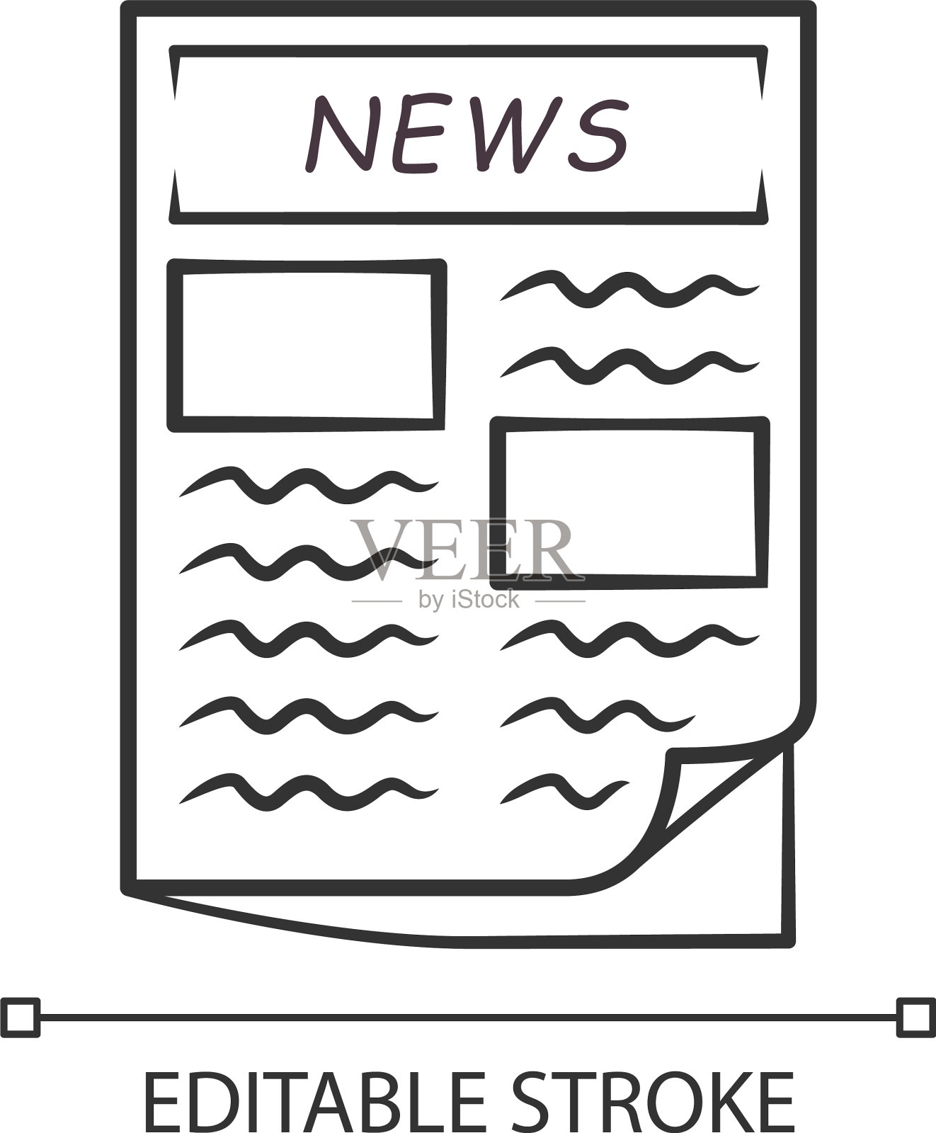 报纸线性图标期刊出版插画图片素材