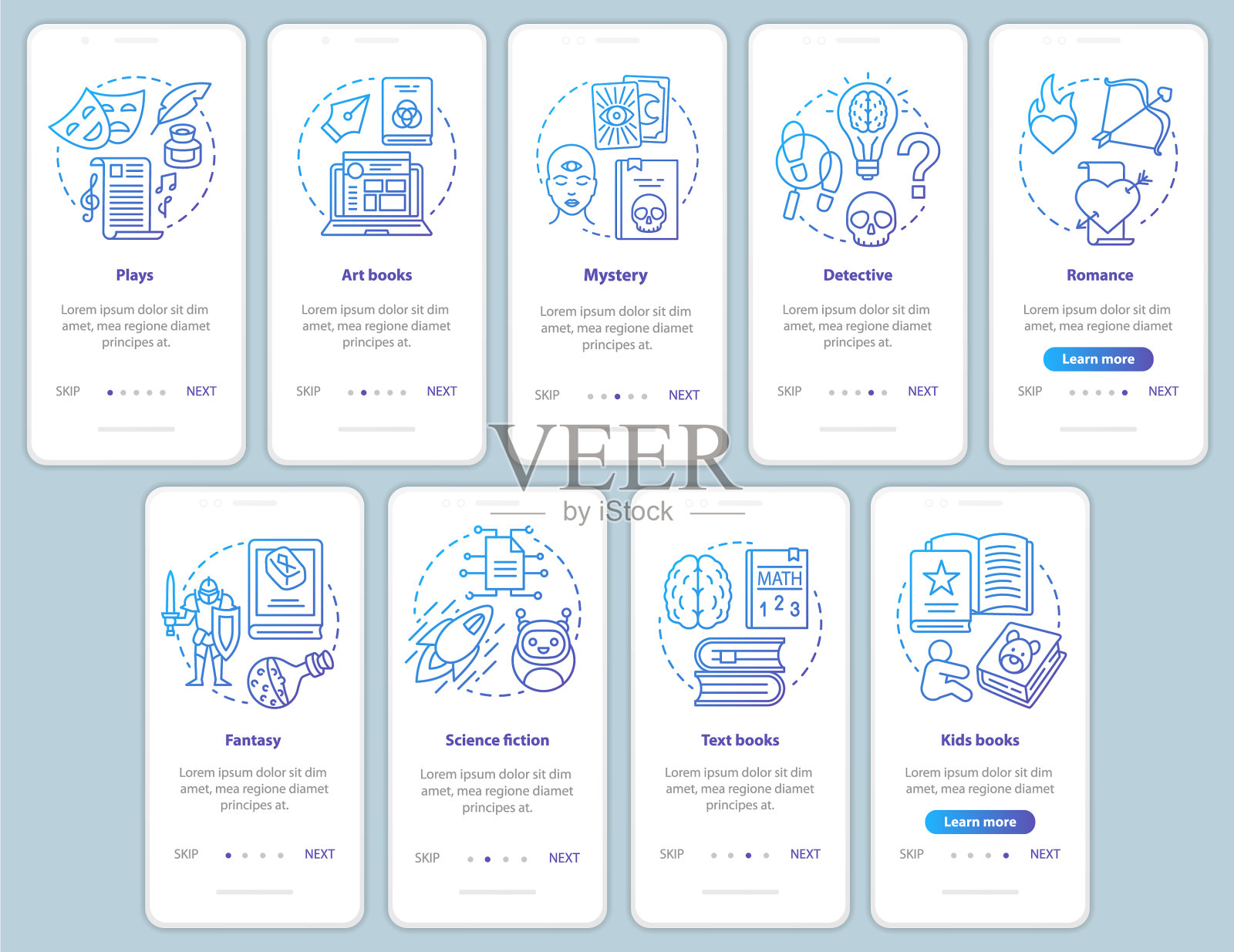 书籍目录登陆手机应用程序页面屏幕插画图片素材