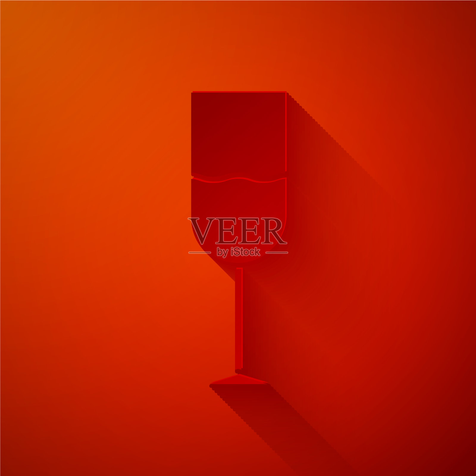 纸切割葡萄酒杯图标孤立在红色插画图片素材
