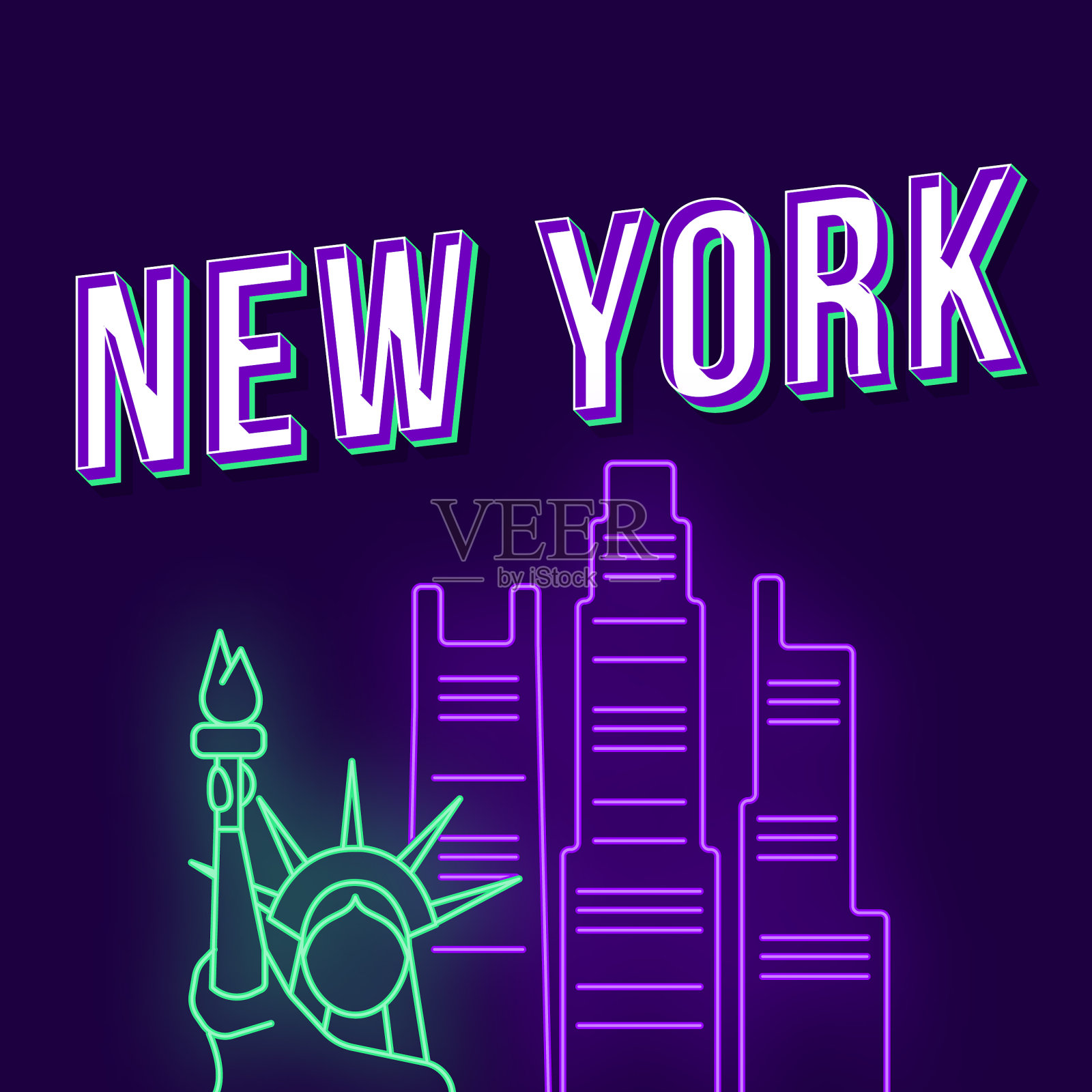 纽约复古3d字母复古粗体字体插画图片素材
