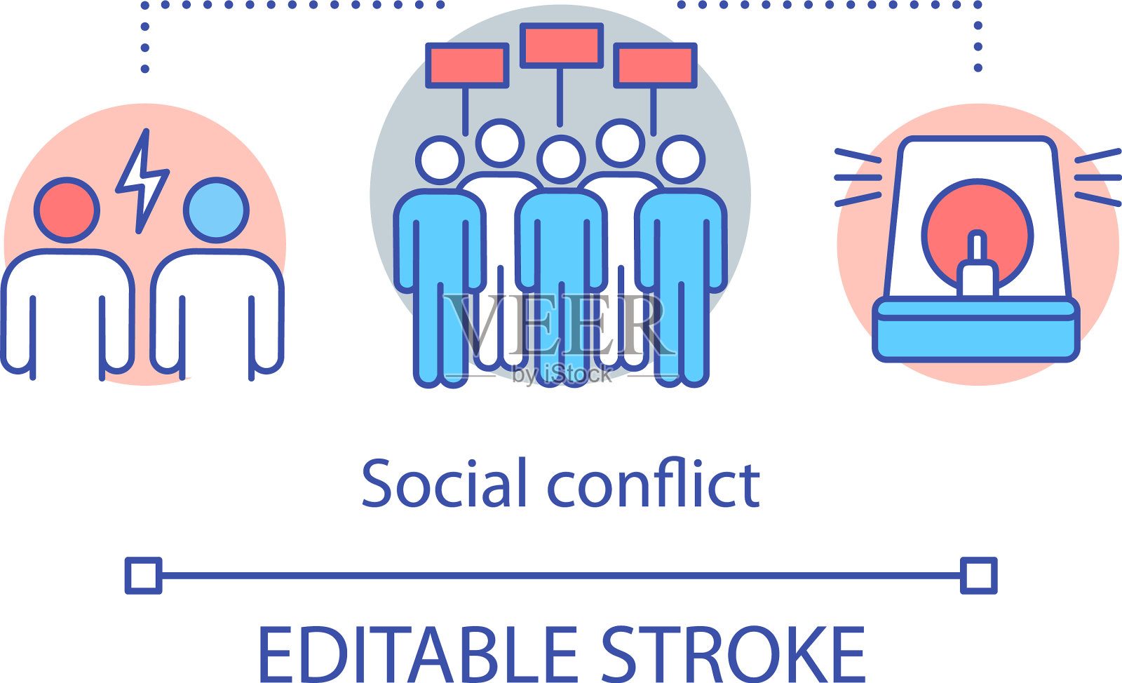 社会冲突与纠纷概念图标插画图片素材