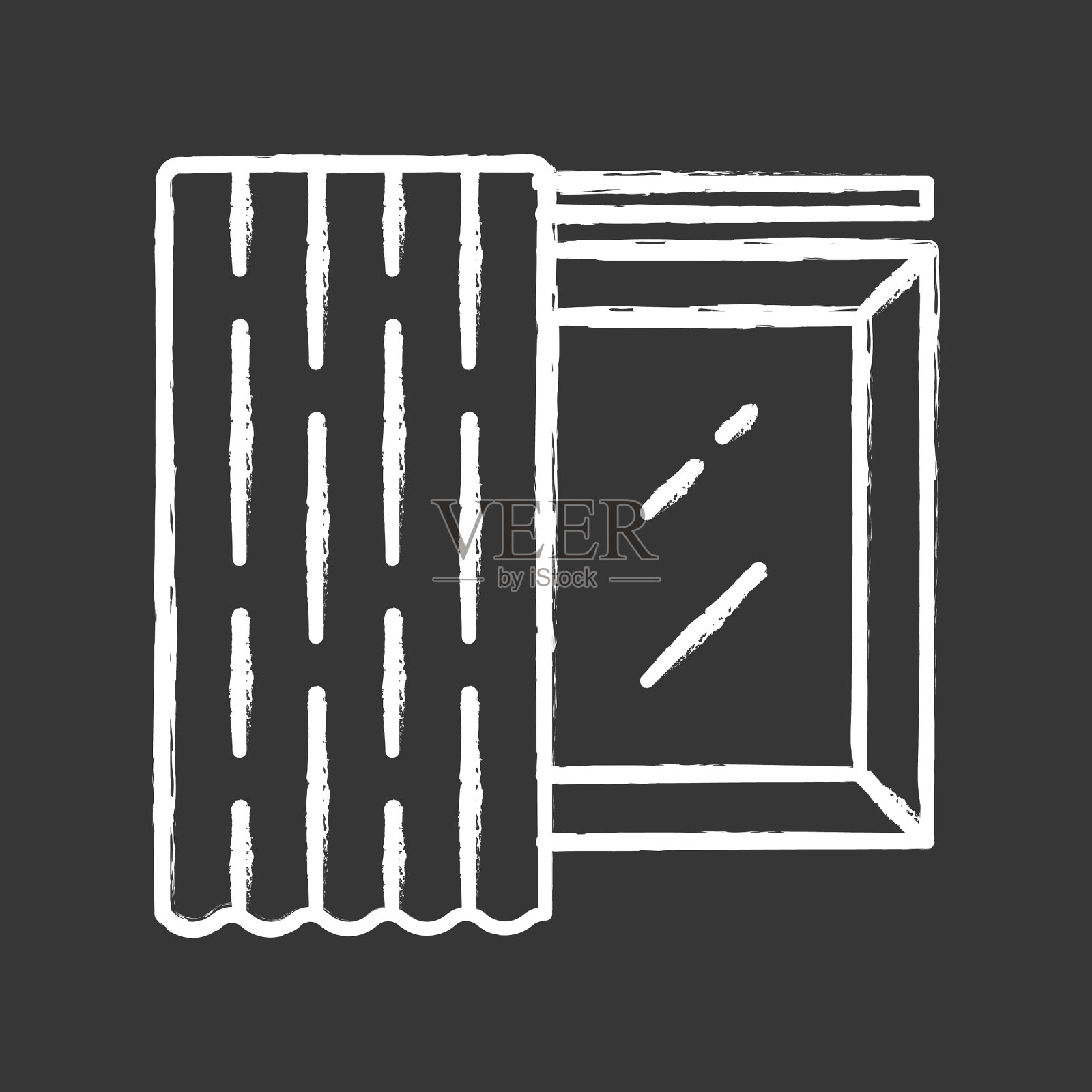 单面板粉笔图标家庭装饰窗帘插画图片素材