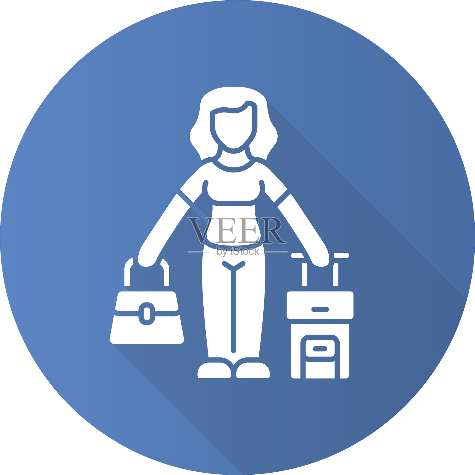 移民妇女蓝平设计长影子图标素材