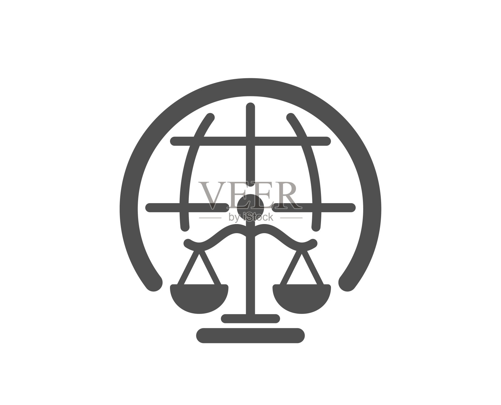 治安法庭图标。正义的天平的迹象。向量图标素材