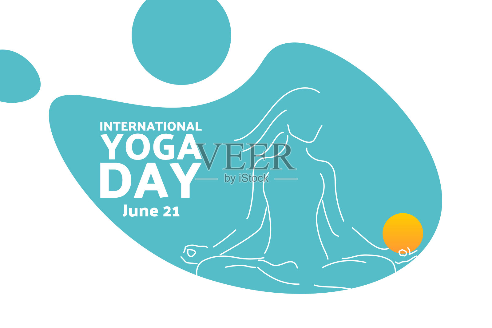 国际瑜伽日。6月21日。节日的概念。模板的背景，旗帜，卡片，海报与文字题词。向量EPS10插图。插画图片素材
