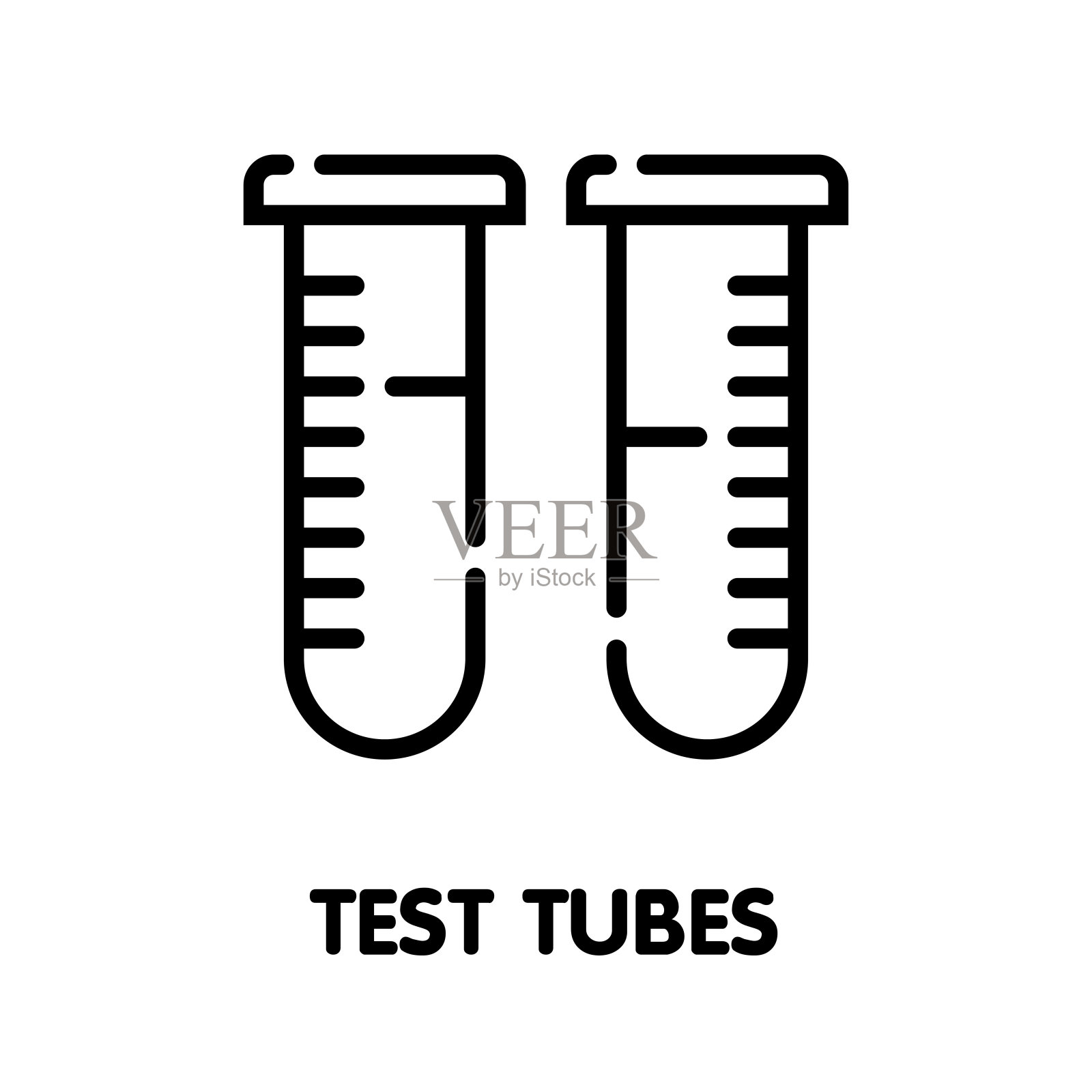 试管轮廓图标设计风格插图上的白色背景插画图片素材
