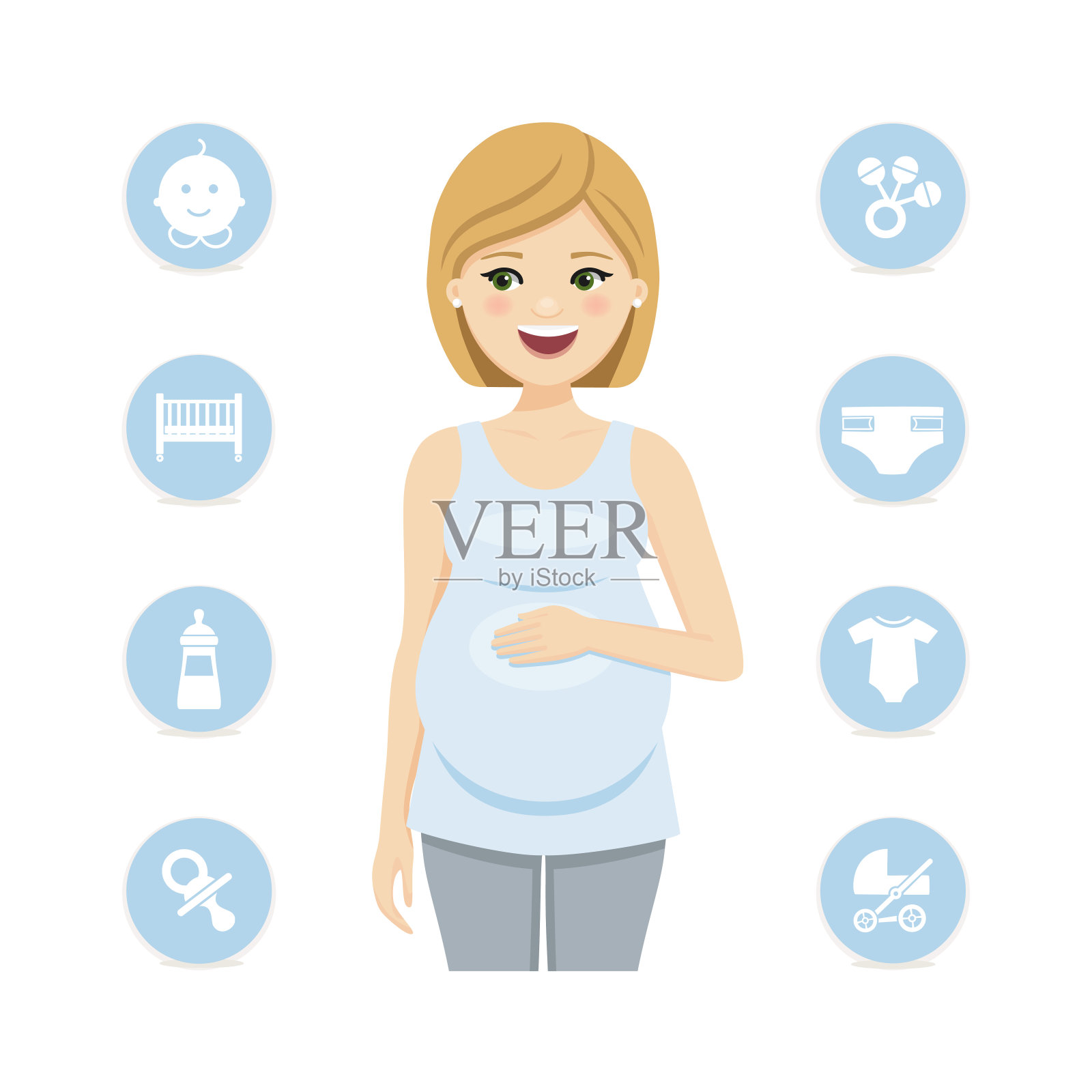 孕妇和男婴的图标。矢量图插画图片素材