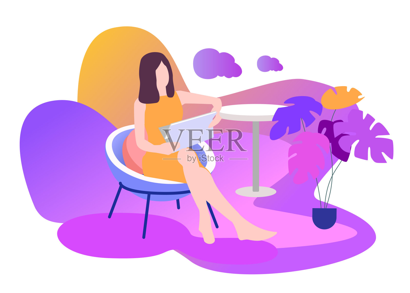 从家里工作-矢量插图插画图片素材