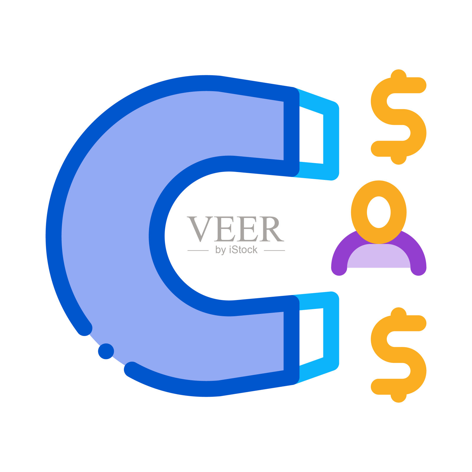 磁铁吸引金钱图标矢量大纲插图图标素材