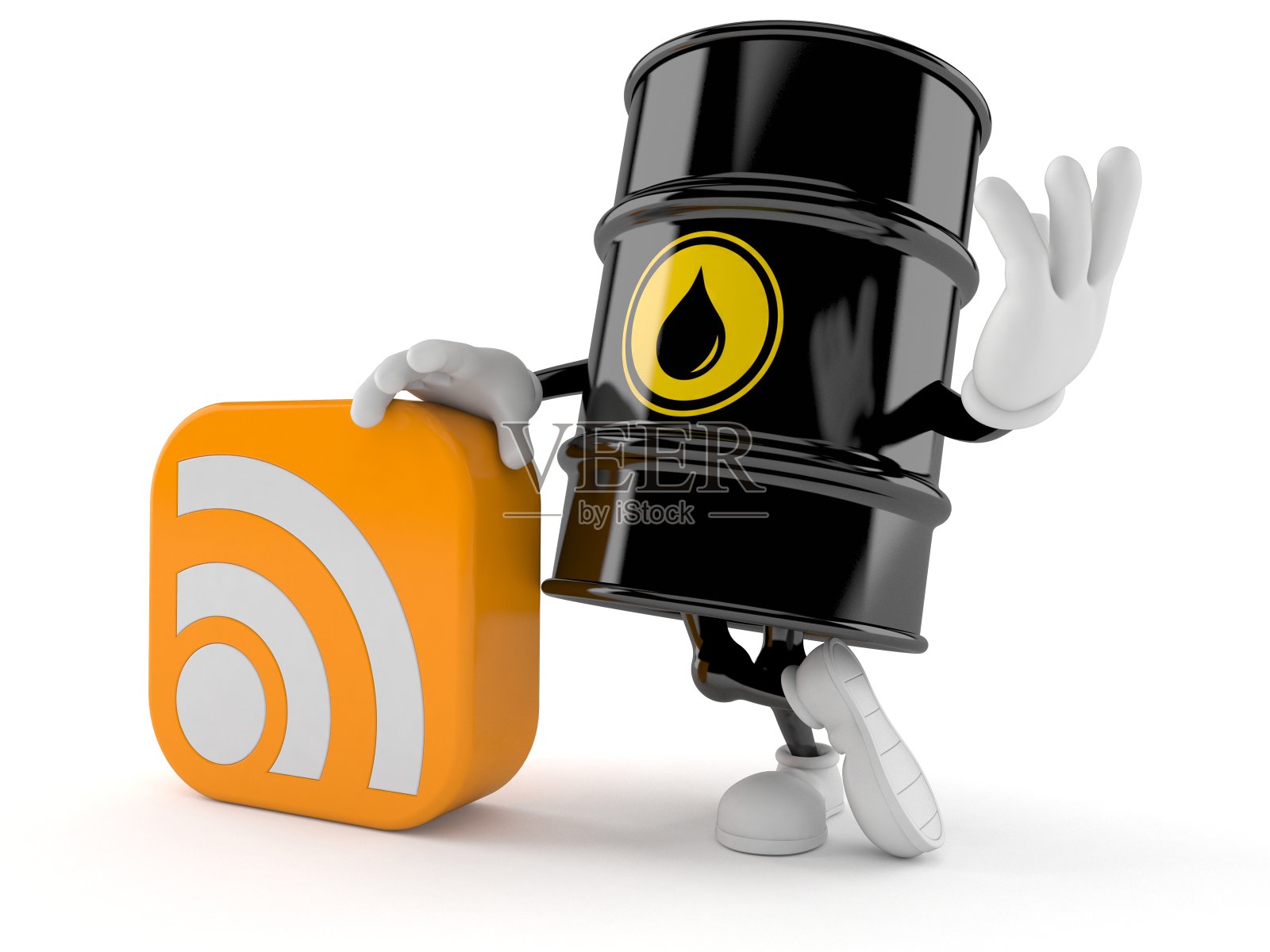 油桶字符与RSS图标照片摄影图片
