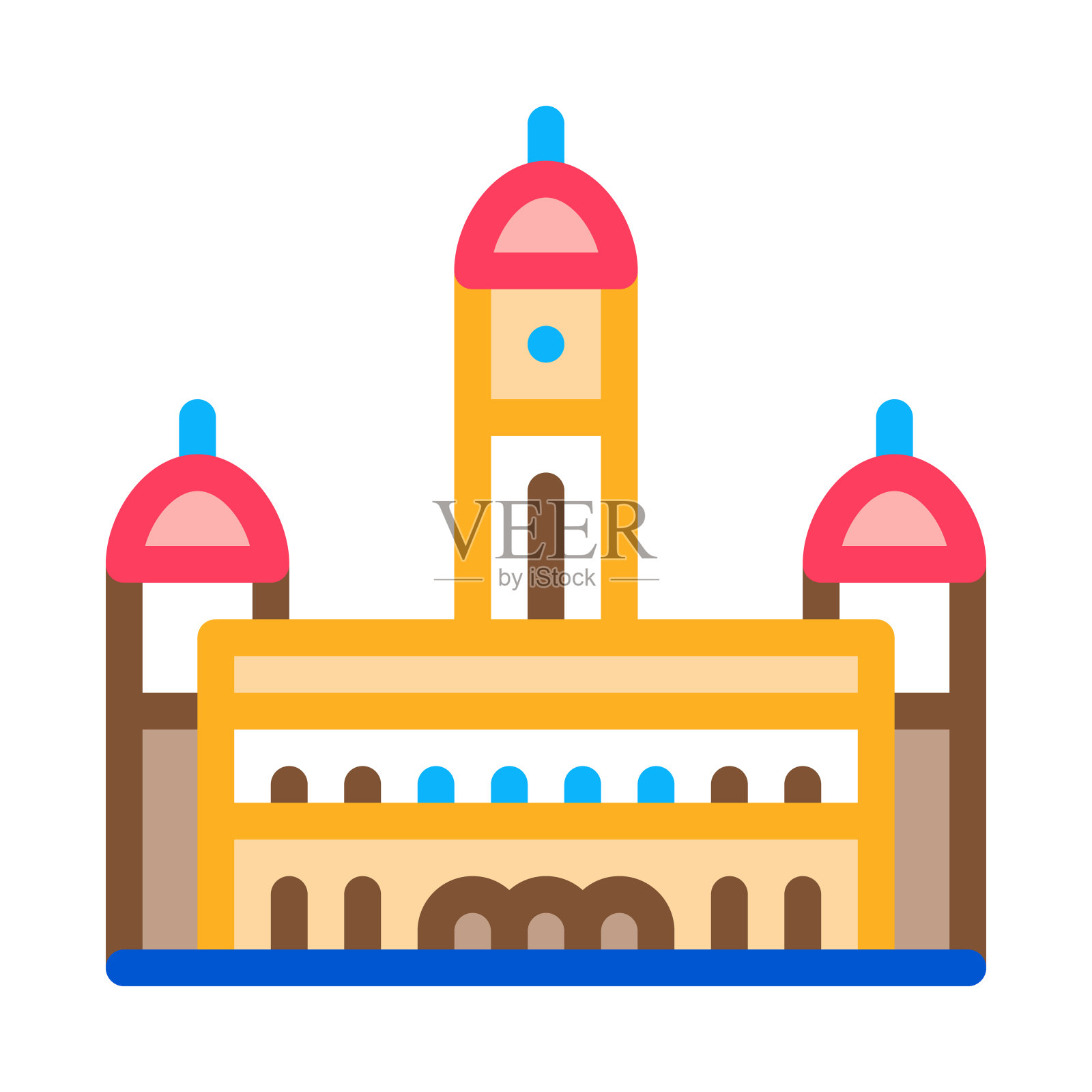 苏丹宫殿阿卜杜勒-萨马德图标矢量大纲插图插画图片素材