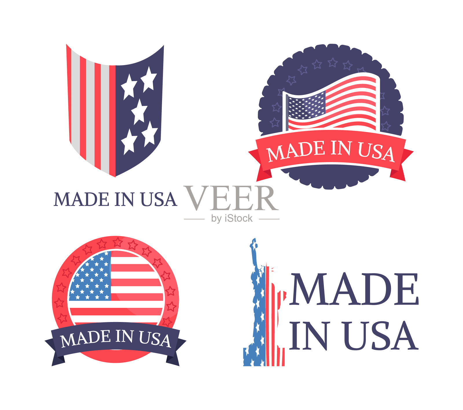 美国制造的贴纸收集矢量插图插画图片素材