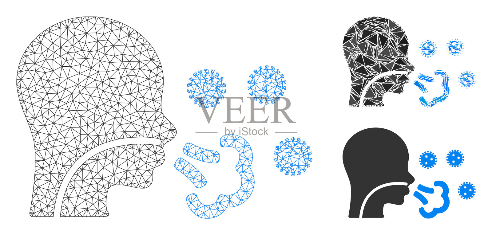 病人病毒网丝架模型及插画图片素材