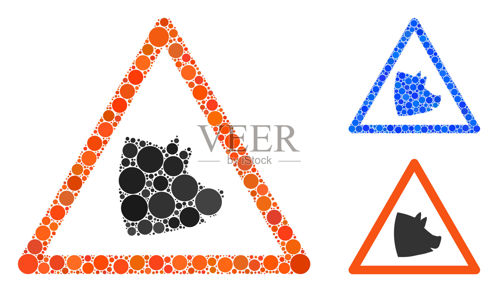 猪肉警告马赛克图标圆点插画图片素材