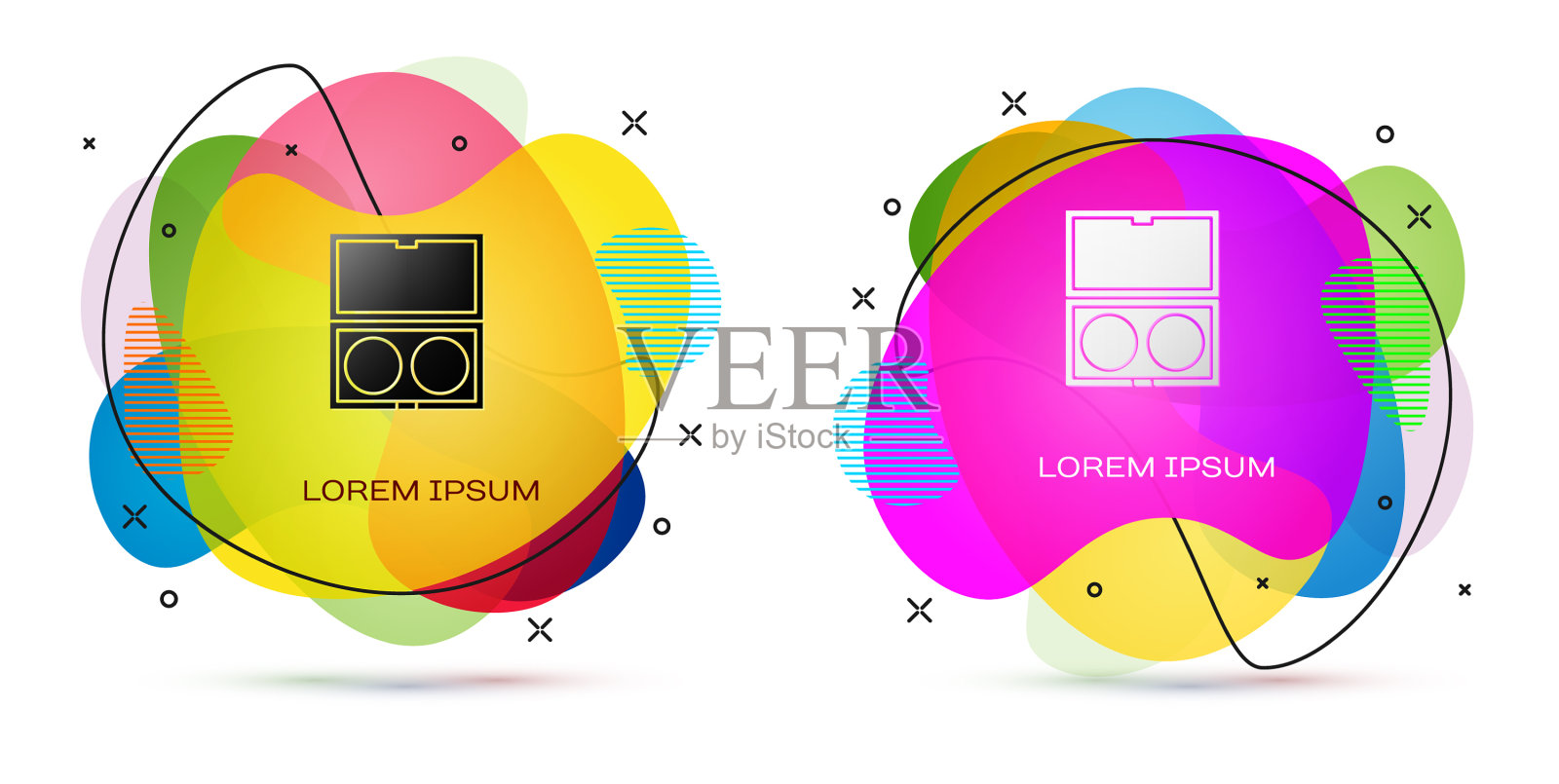 彩妆粉与镜子图标隔离上插画图片素材