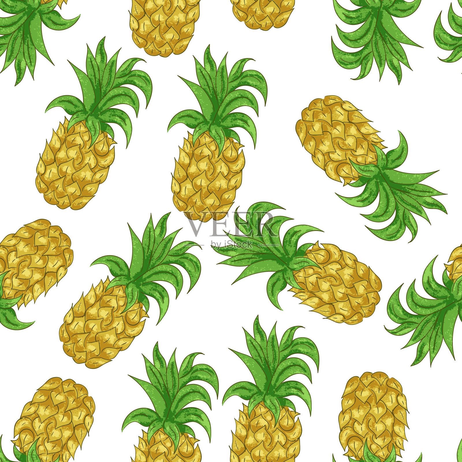 无缝图案与菠萝。图形的绘制。插画图片素材