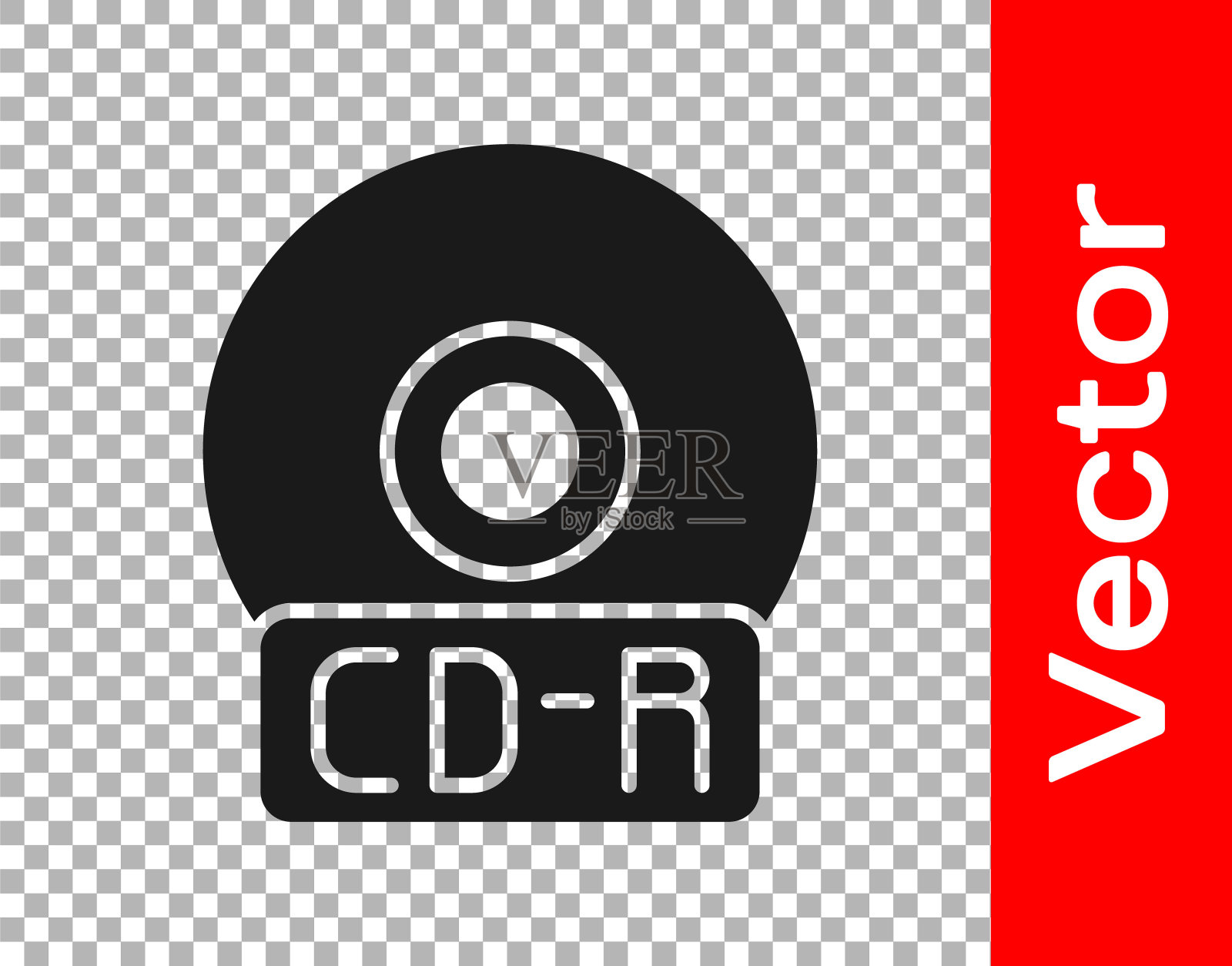 黑色CD或DVD磁盘图标隔离在透明的背景。光盘的迹象。矢量图插画图片素材