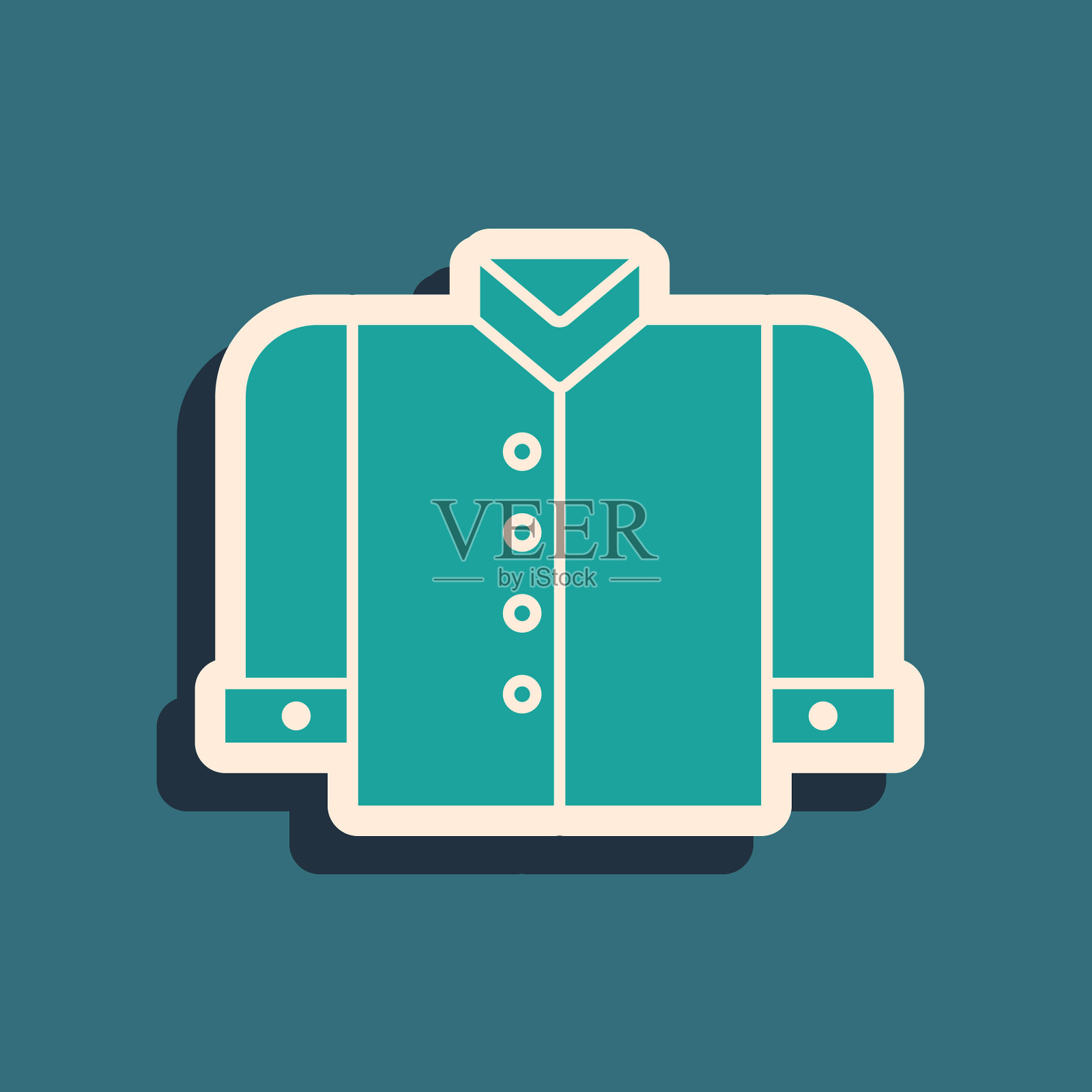 绿色t恤图标孤立在蓝色背景插画图片素材