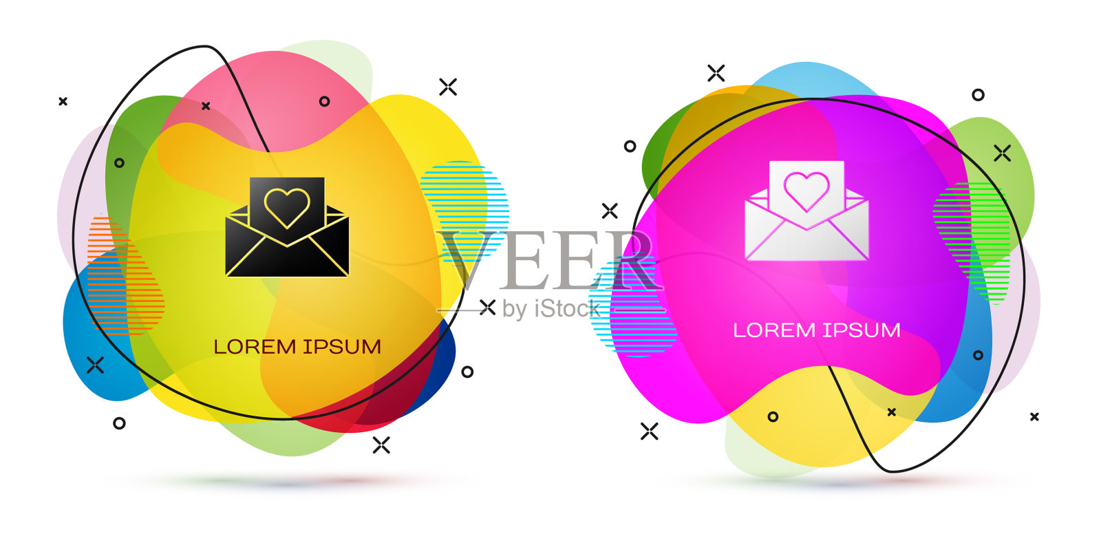 彩色信封与情人节心的图标隔离图标素材