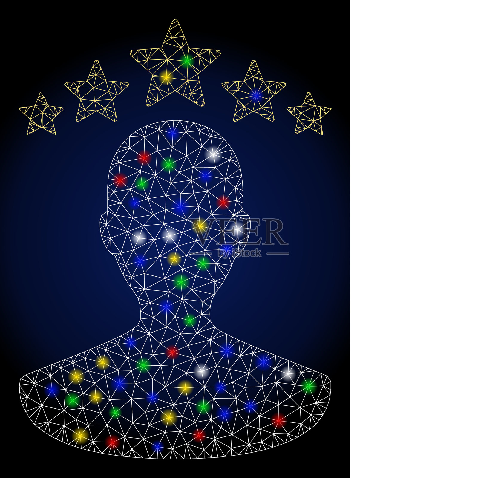 发光网状网络用户评价与闪光点插画图片素材