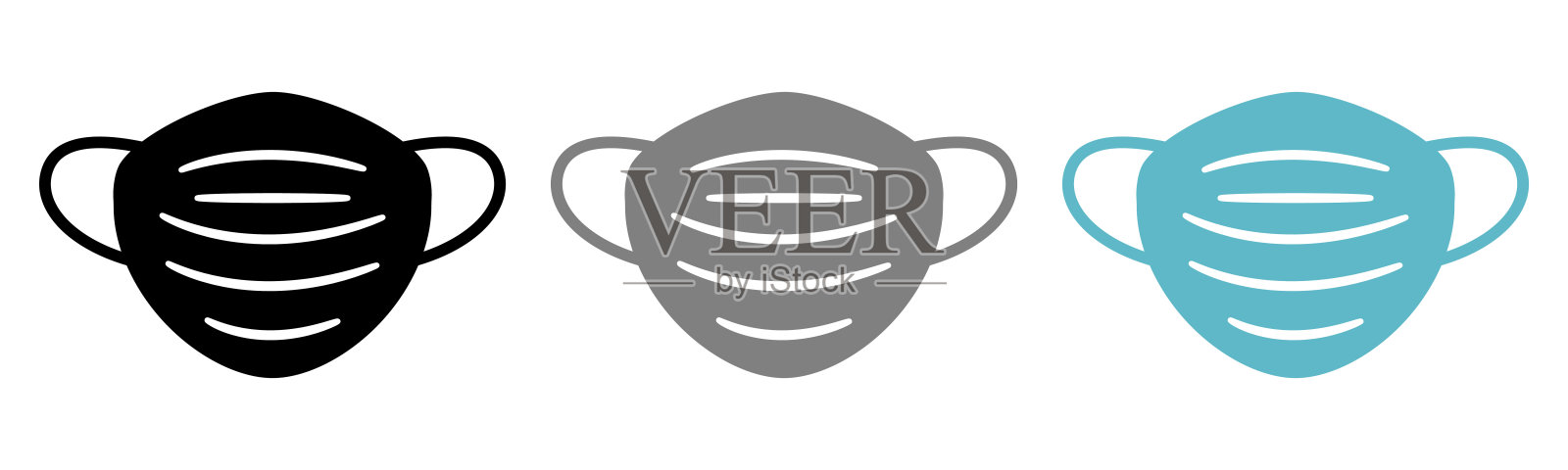一套保护个人面罩图标-股票插画图片素材
