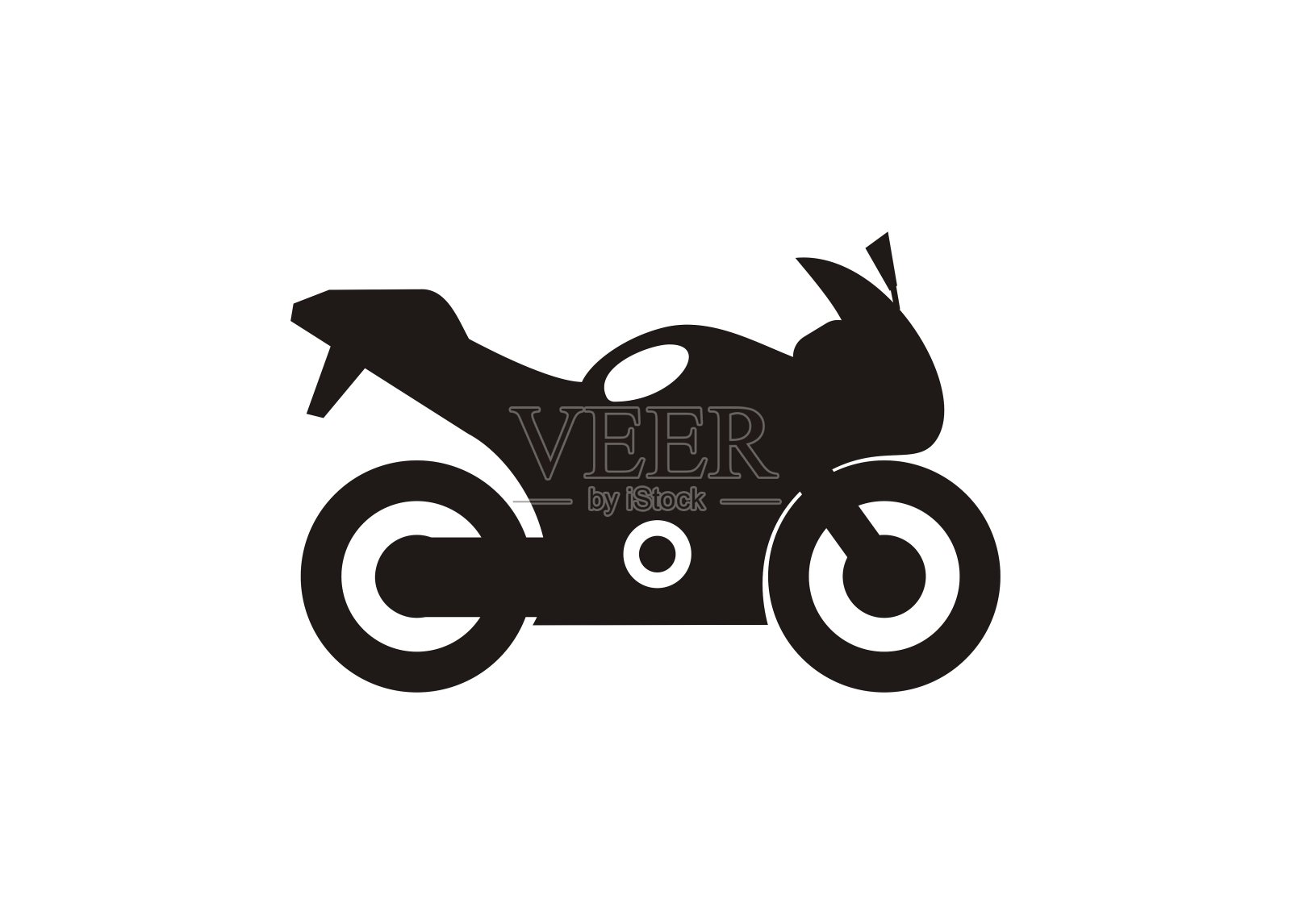 赛车摩托车。简单的黑白插图设计元素图片