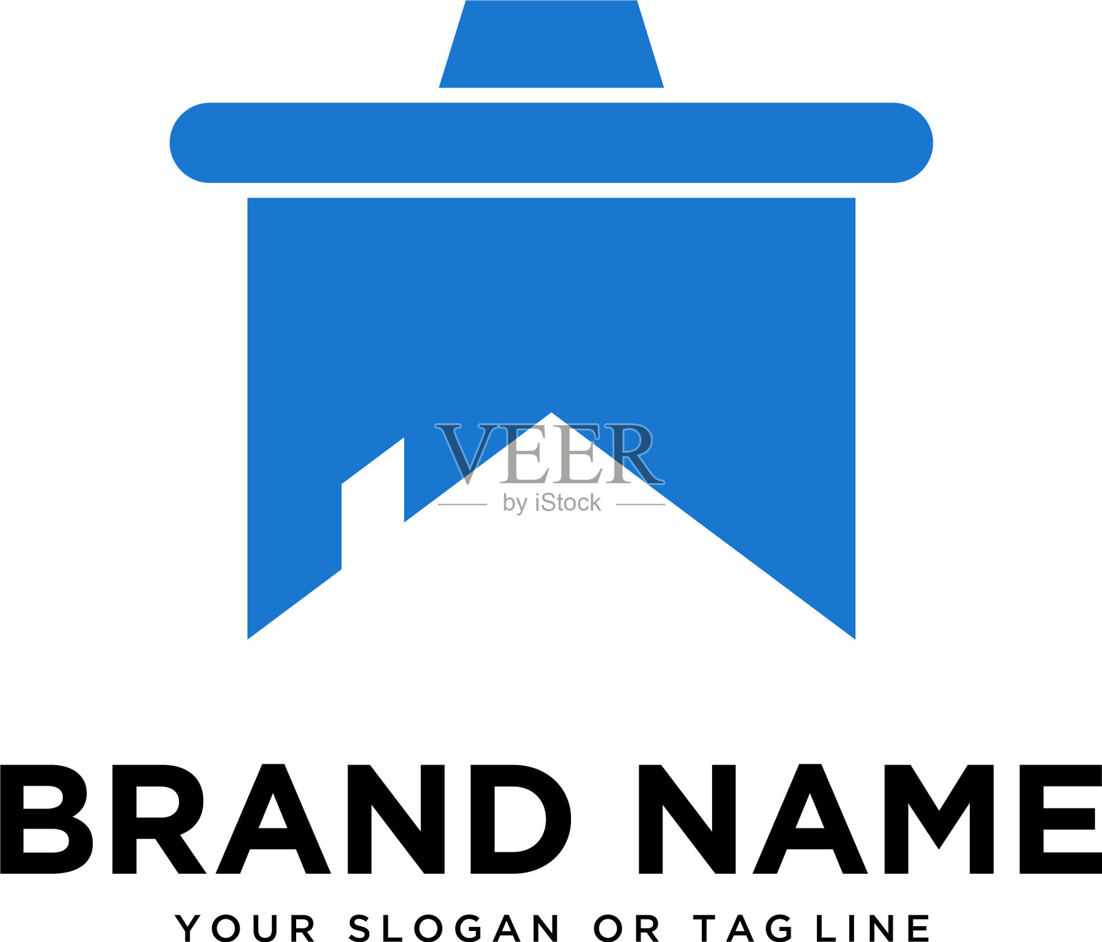 抽象的标识房屋和垃圾桶插画图片素材