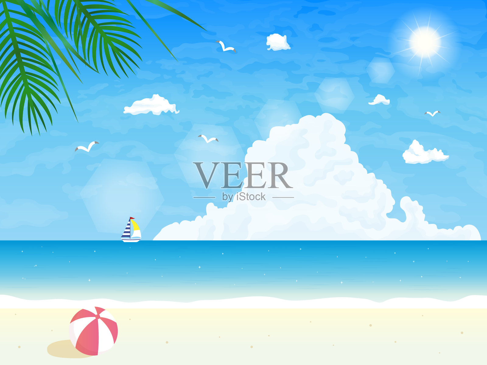 海滩的背景插画图片素材