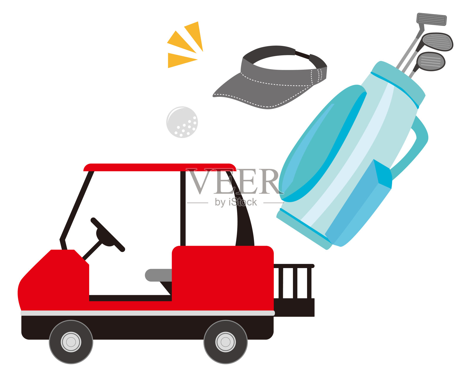 矢量插图的高尔夫球车。插画图片素材