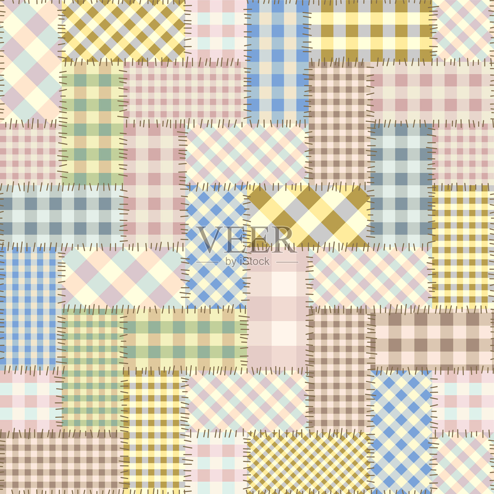 拼布纺织图案无缝绗缝插画图片素材