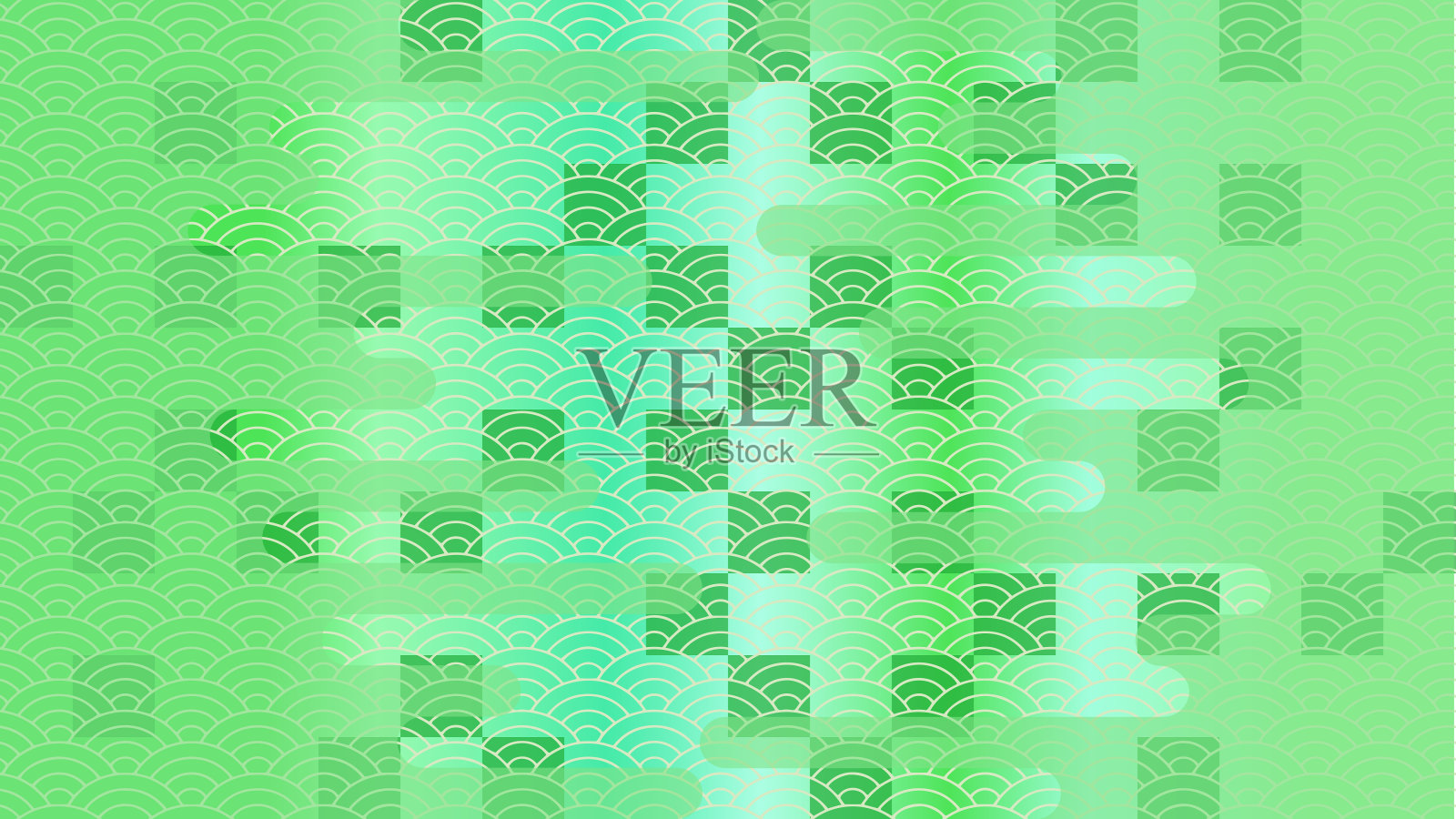 蓝色，背景插图与检查模式，连续的波纹模式，和云模式。插画图片素材