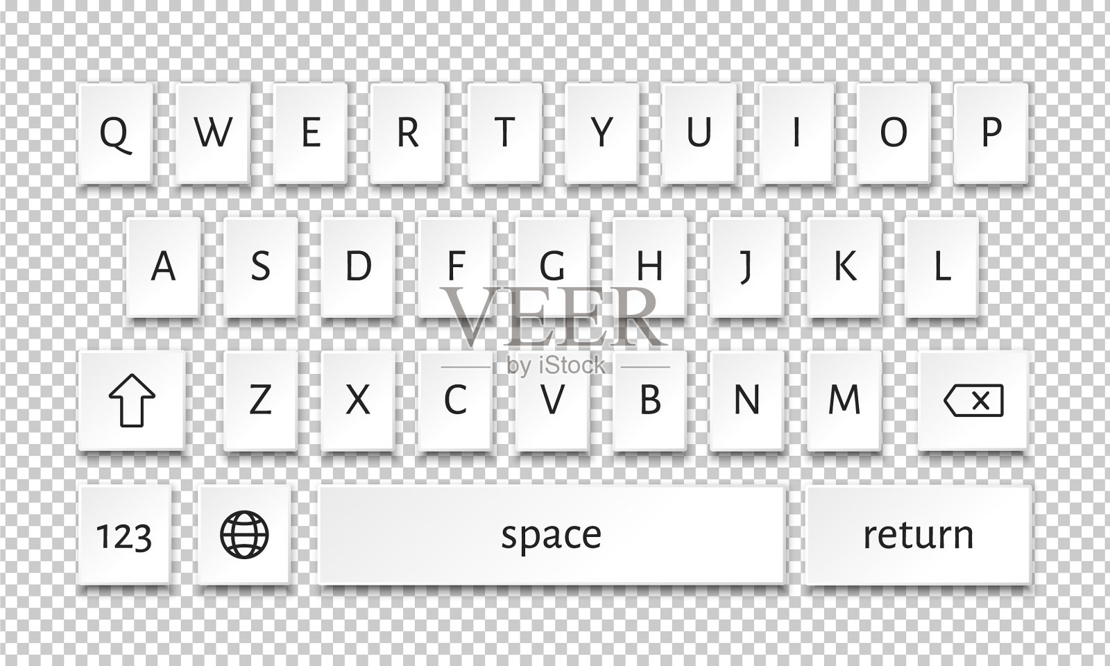 智能手机键盘UI按钮插画图片素材