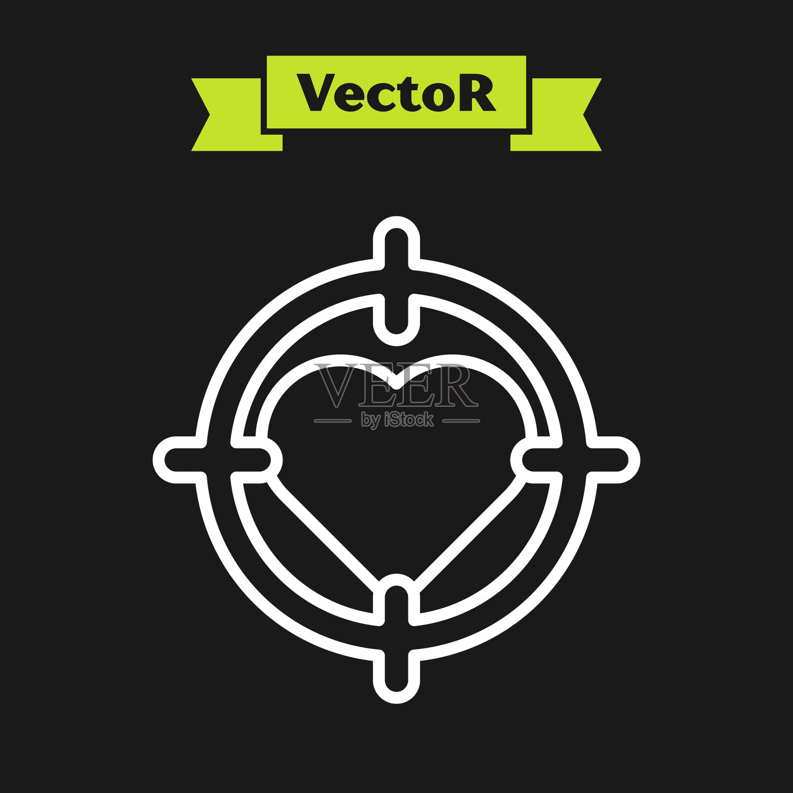 白线心在中心飞镖目标瞄准插画图片素材