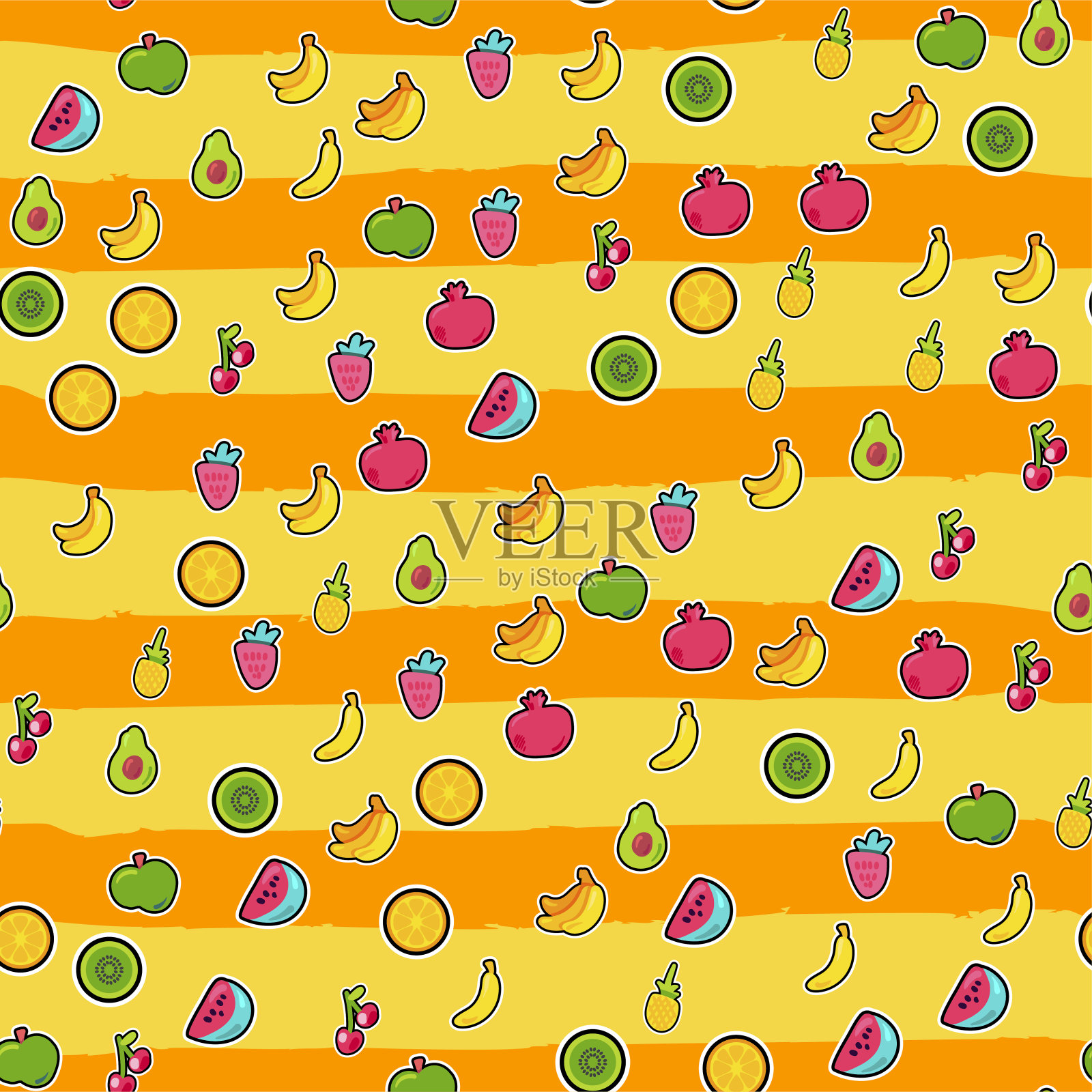 夏季水果矢量无缝模式插画图片素材