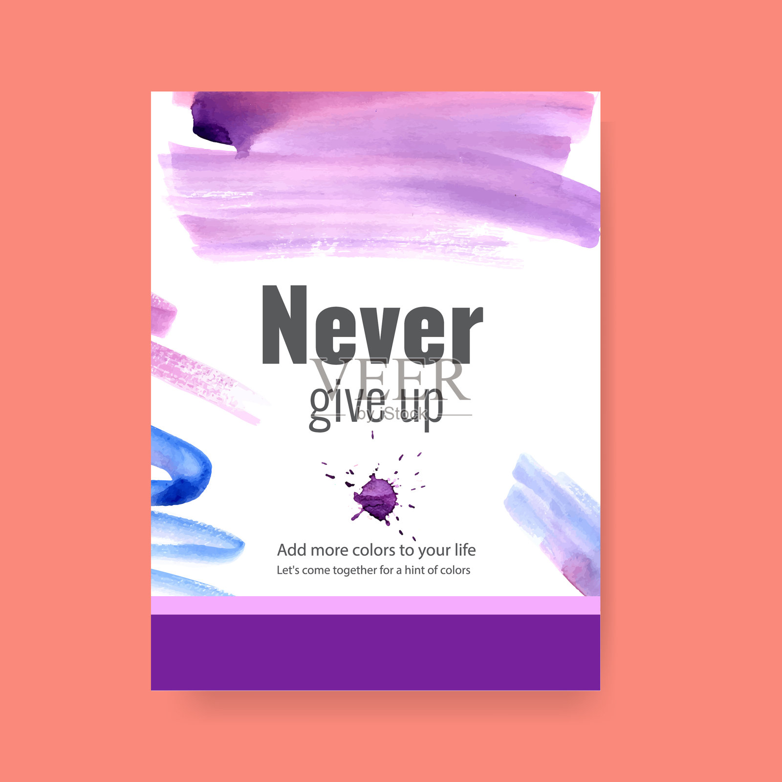 溅色海报设计与紫蓝色插画图片素材