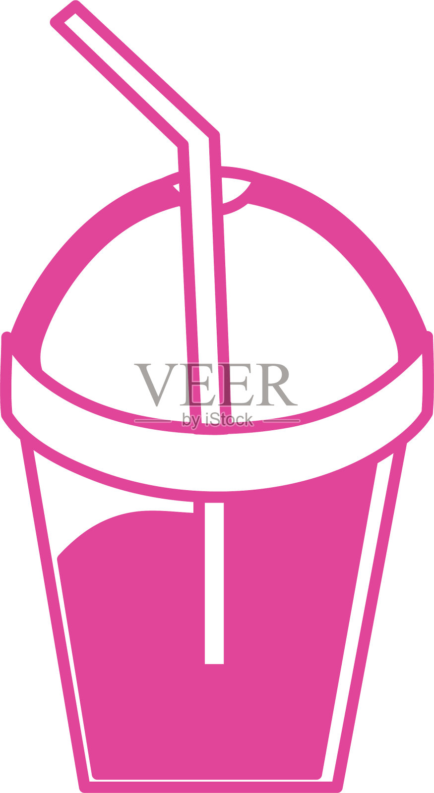 有吸管图标的奶昔杯设计元素图片