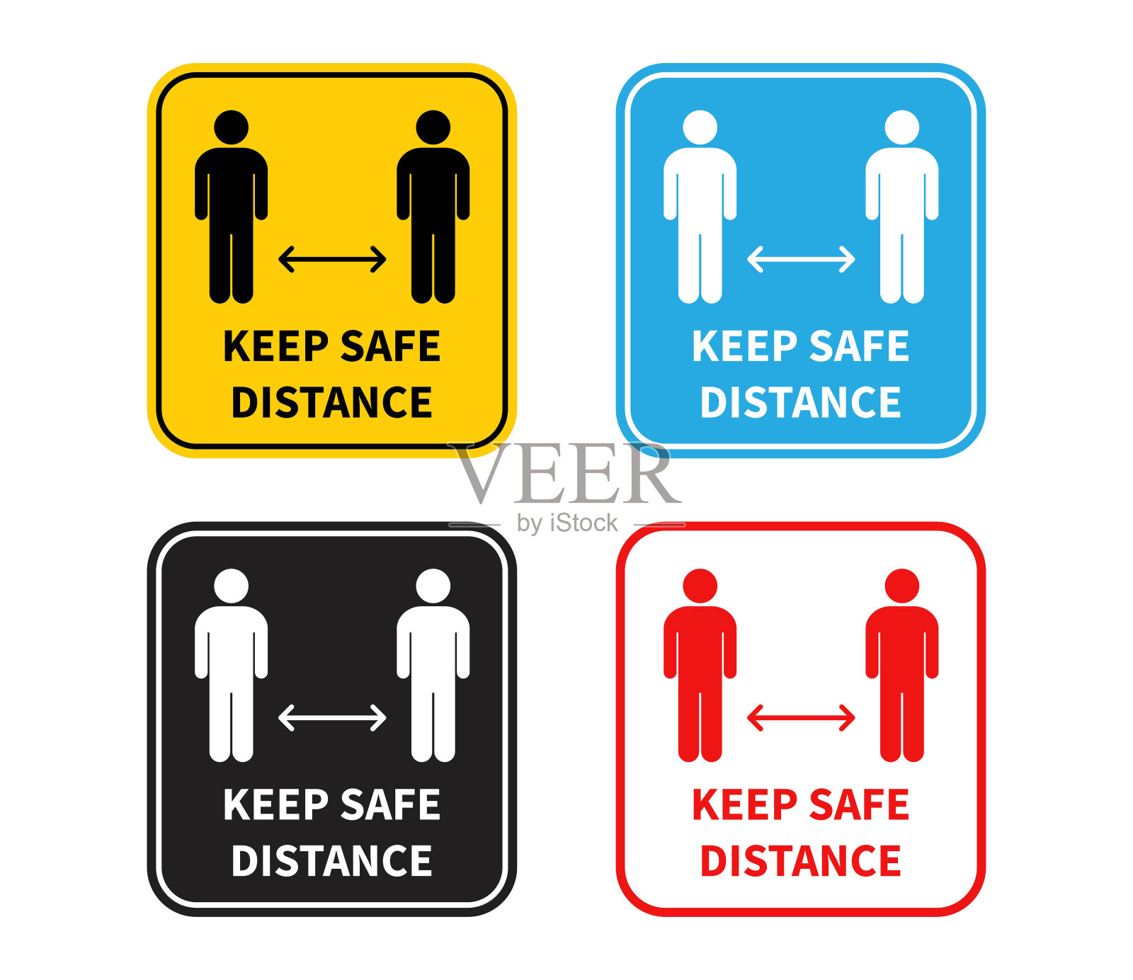 社会距离。保持1-2米的距离。Coronovirus流行的保护。矢量图插画图片素材