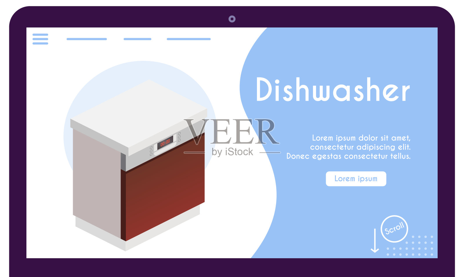 矢量旗帜的洗碗机在等距视图插画图片素材