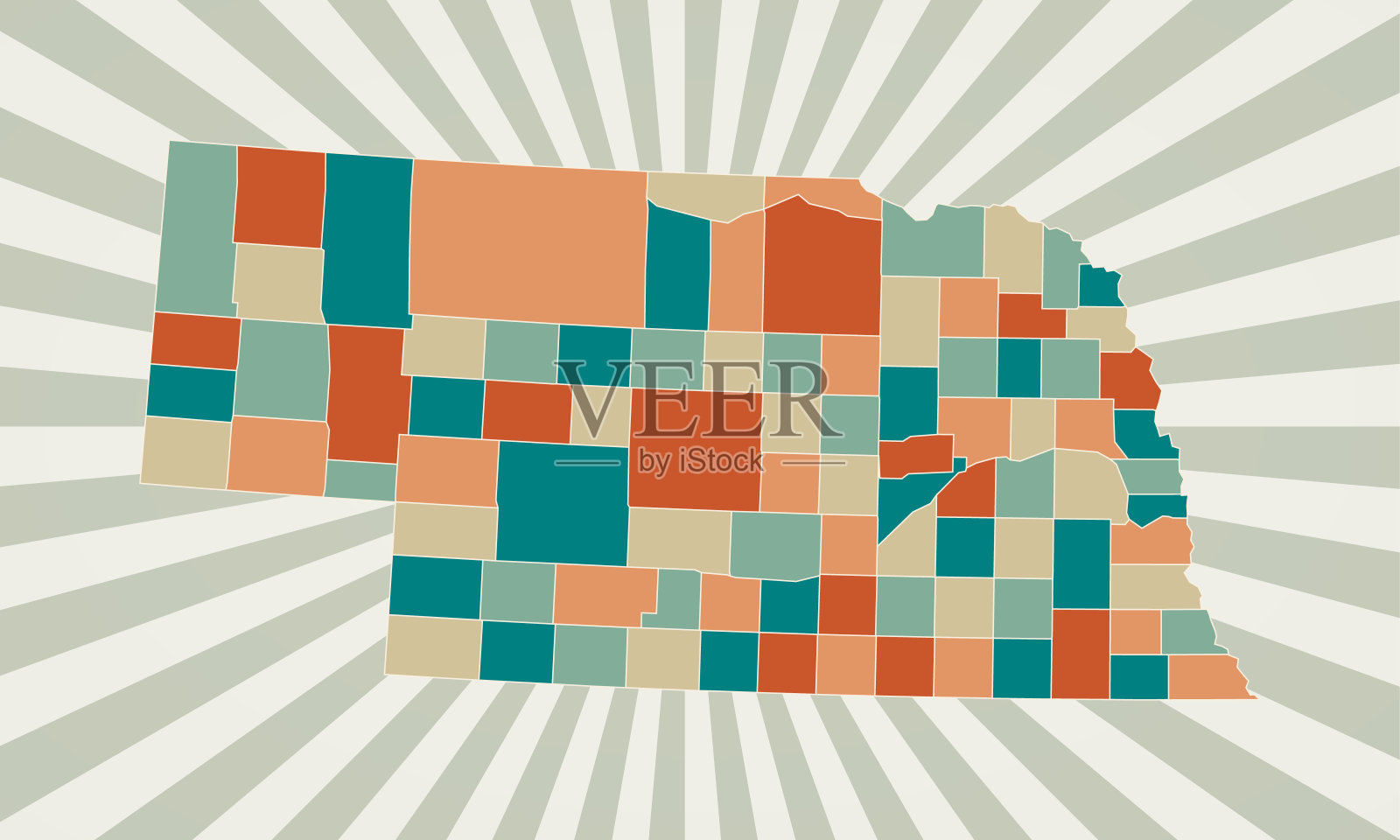 内布拉斯加州地图。插画图片素材