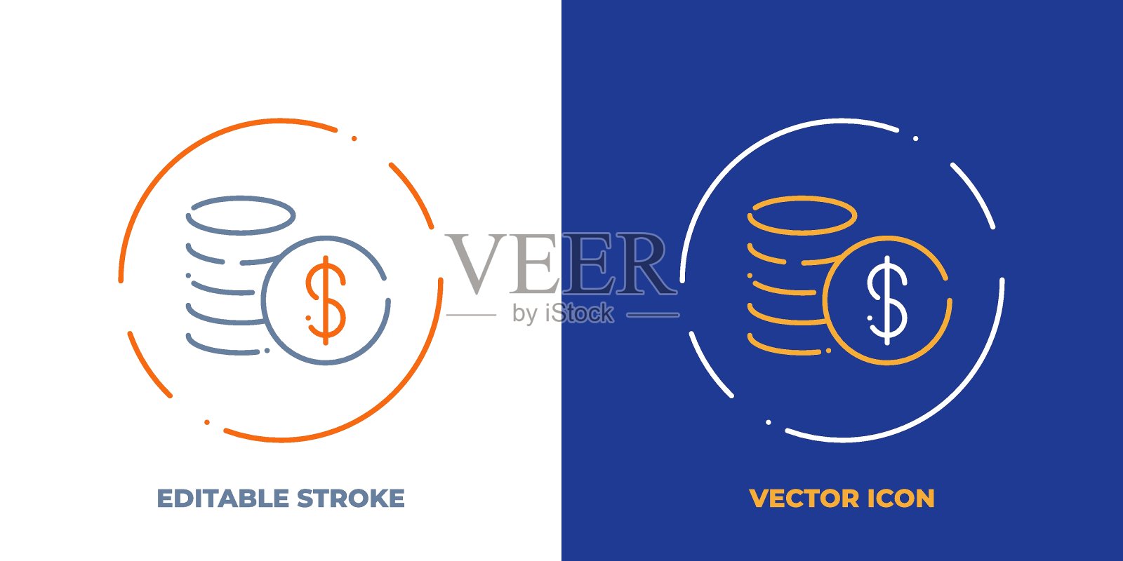 现金线艺术矢量图标与可编辑的笔触。轮廓象征着金钱。投资象形文字制成的细笔画。孤立的背景。插画图片素材