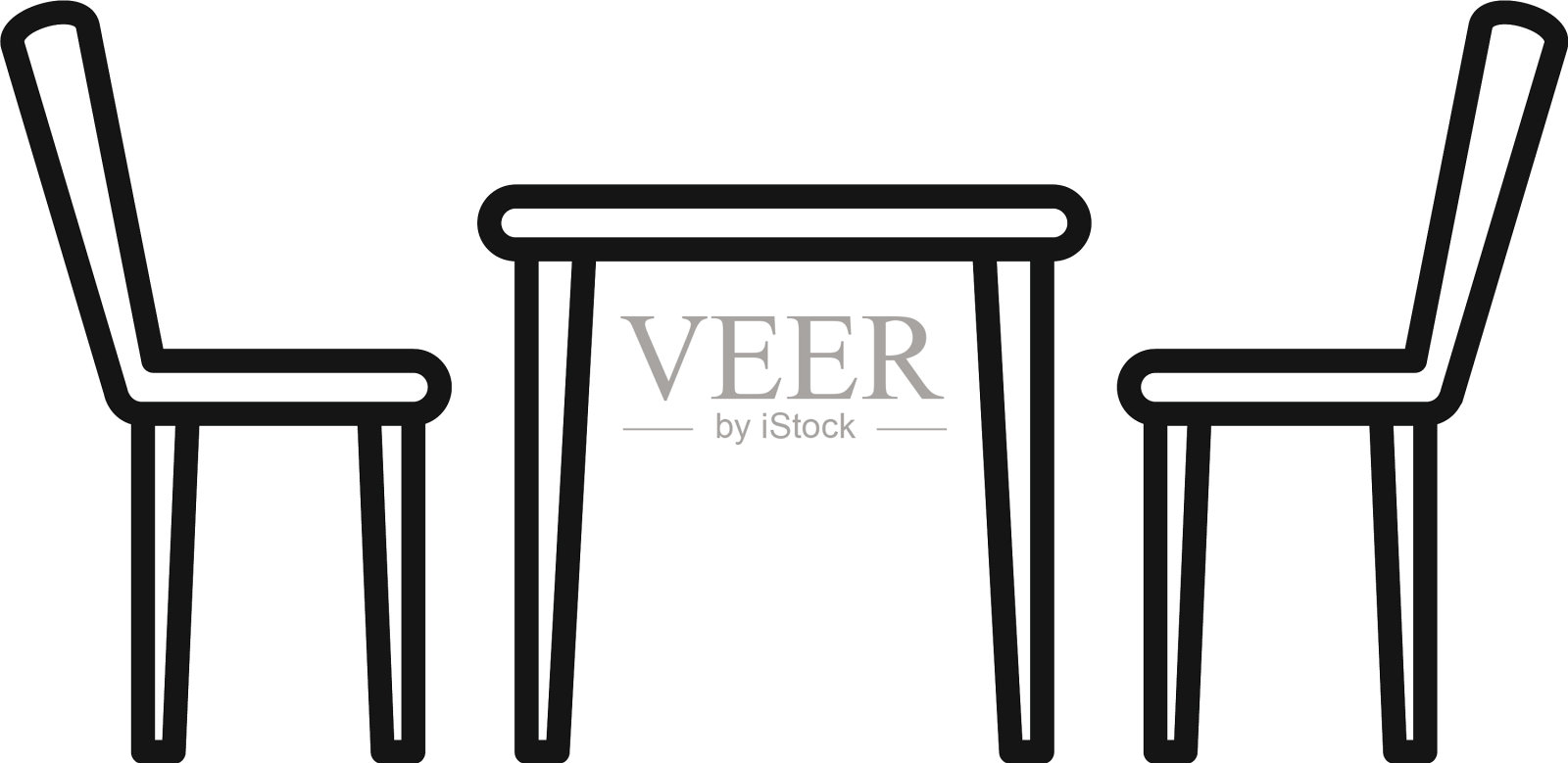 咖啡桌椅子图标轮廓风格设计元素图片