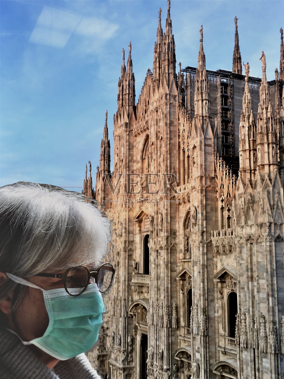 米兰在covid-19照片摄影图片