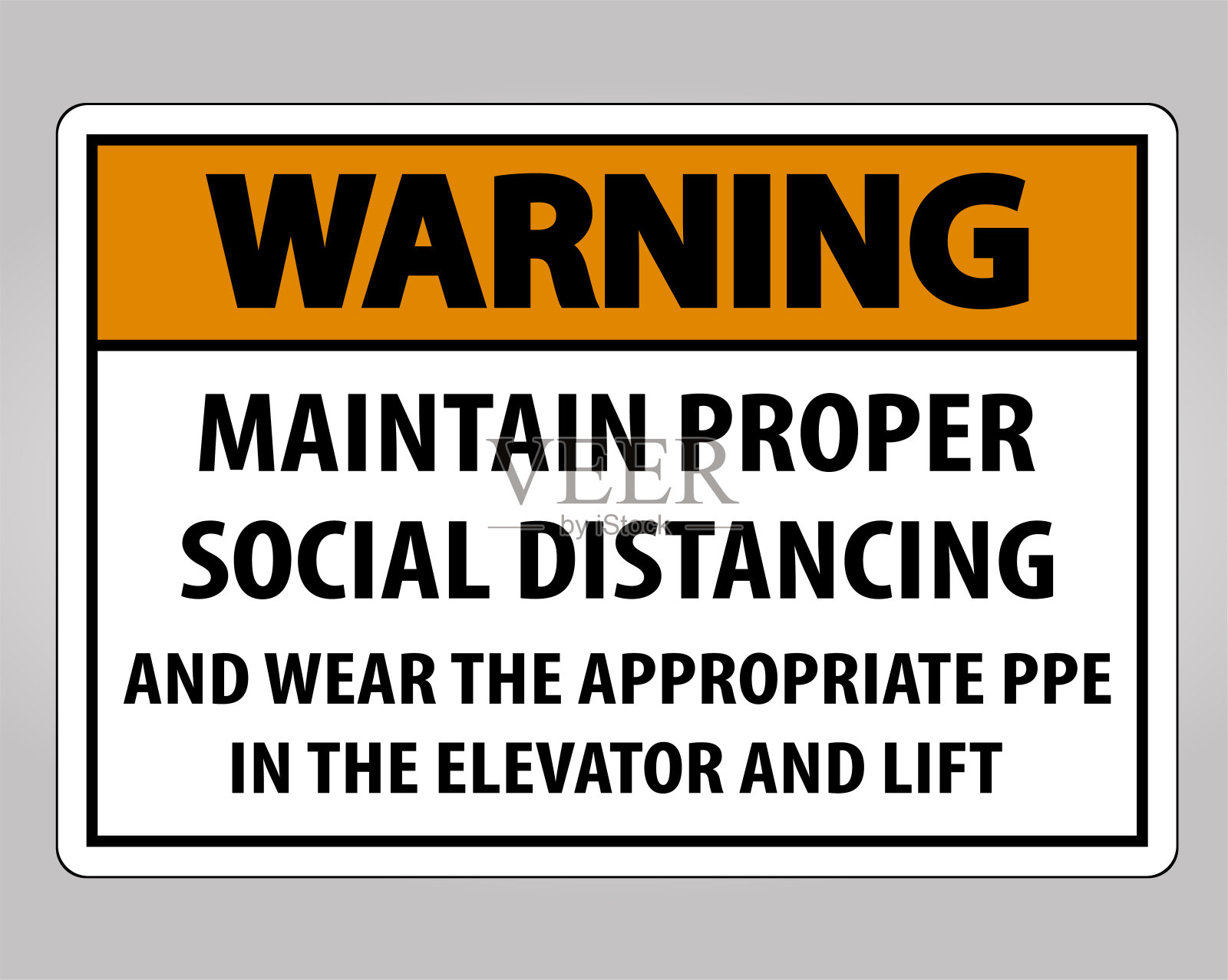 警告:保持适当的社会距离标志隔离在白色背景，向量插图EPS.10插画图片素材